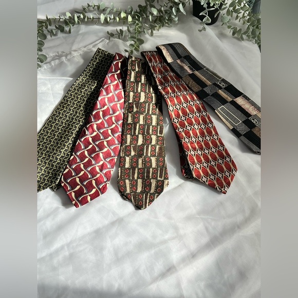 Vintage Silk Necktie 4" Tie  LOT OF 5 Art Deco Abstract Geometric USA - Picture 1 of 11
